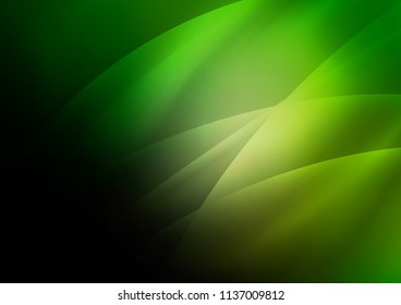 Dark Green vector template with repeated curved lines. Shining colored illustration with narrow lines. Best design for your ad, poster, banner.