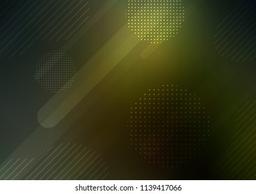 Dark Green vector template with repeated sticks, circles. Glitter abstract illustration with colored sticks, dots. Smart design for your business advert.