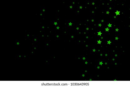 Dark Green vector template with sky stars. Glitter abstract illustration with colored stars. Best design for your ad, poster, banner.