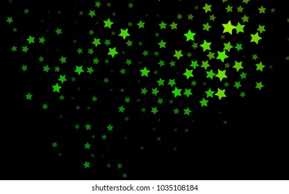Dark Green vector template with sky stars. Shining colored illustration with stars. The pattern can be used for new year ad, booklets.