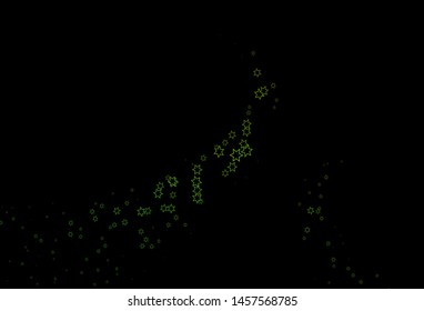 Dark Green vector template with sky stars. Modern geometrical abstract illustration with stars. The template can be used as a background.