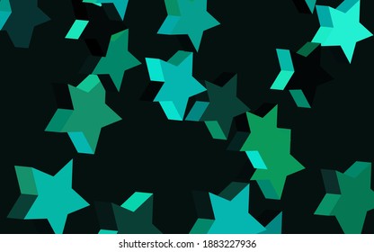 Dark Green vector template with sky stars. Blurred decorative design in simple style with stars. Template for cosmic backgrounds.