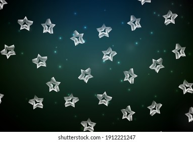 Dark Green vector template with sky stars. Blurred decorative design in simple style with stars. Pattern for astronomy websites.