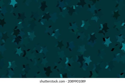 Dark Green vector template with sky stars. Shining colored illustration with stars. Pattern for astrology websites.