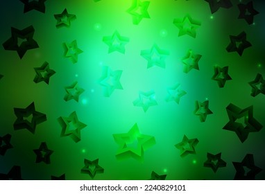 Dark Green vector template with sky stars. Modern geometrical abstract illustration with stars. Template for cosmic backgrounds.