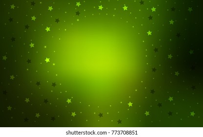 Dark Green vector template with sky stars. Glitter abstract illustration with colored stars. The pattern can be used for new year ad, booklets.