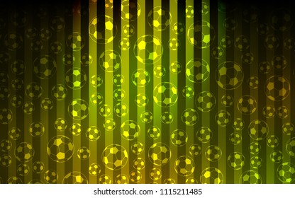 Dark Green vector template with soccer symbols. Illustration with set of soccer balls on gradiental backdrop. Pattern for promotion of soccer games.