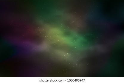 Dark Green vector template with space stars. Blurred decorative design in simple style with galaxy stars. Pattern for astrology websites.