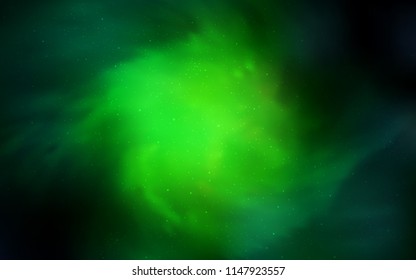 Dark Green vector template with space stars. Blurred decorative design in simple style with galaxy stars. Best design for your ad, poster, banner.