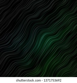 Dark Green vector template with wry lines. Abstract illustration with bandy gradient lines. Pattern for commercials, ads.