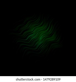 Dark Green vector template with wry lines. Abstract illustration with bandy gradient lines. Best design for your ad, poster, banner.