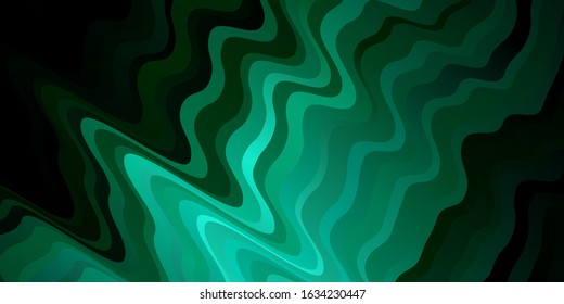 Dark Green vector template with wry lines. Colorful abstract illustration with gradient curves. Pattern for ads, commercials.