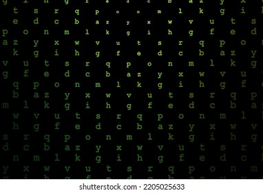 Dark green vector texture with ABC characters. Abstract illustration with colored latin alphabet. Smart design for your business advert of university.