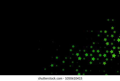 Dark Green vector texture with beautiful stars. Blurred decorative design in simple style with stars. The template can be used as a background.