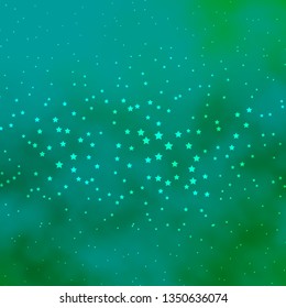 Dark Green vector texture with beautiful stars. Shining colorful illustration with small and big stars. Pattern for new year ad, booklets.