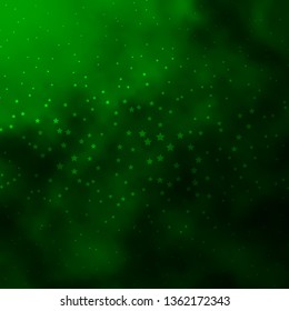 Dark Green vector texture with beautiful stars. Colorful illustration with abstract gradient stars. Design for your business promotion.