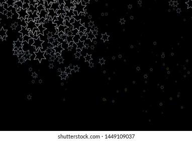 Dark Green vector texture with beautiful stars. Glitter abstract illustration with colored stars. The pattern can be used for websites.