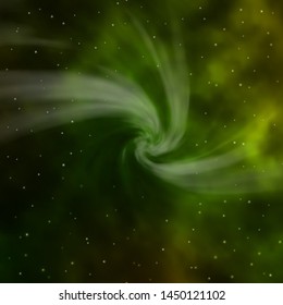 Dark Green vector texture with beautiful stars. Shining colorful illustration with small and big stars. Pattern for new year ad, booklets.
