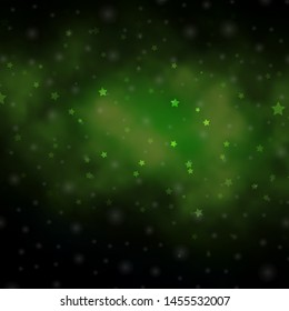 Dark Green vector texture with beautiful stars. Shining colorful illustration with small and big stars. Best design for your ad, poster, banner.