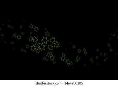 Dark Green vector texture with beautiful stars. Decorative shining illustration with stars on abstract template. The pattern can be used for wrapping gifts.