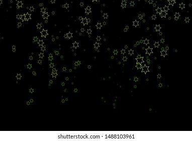 Dark Green vector texture with beautiful stars. Decorative shining illustration with stars on abstract template. The pattern can be used for new year ad, booklets.