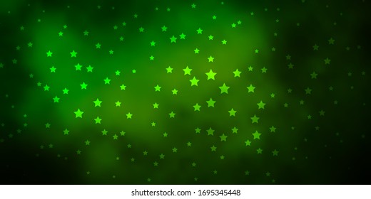 Dark Green vector texture with beautiful stars. Modern geometric abstract illustration with stars. Best design for your ad, poster, banner.