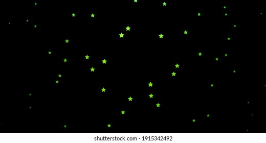 Dark Green vector texture with beautiful stars. Blur decorative design in simple style with stars. Pattern for new year ad, booklets.