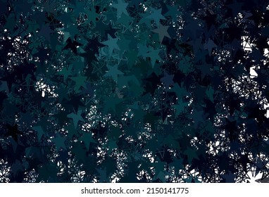 Dark Green vector texture with beautiful stars. Shining colored illustration with stars. Template for cosmic backgrounds.