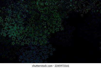 Dark Green vector texture with beautiful stars. Glitter abstract illustration with colored stars. Pattern for astrology websites.