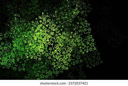 Textura vectorial verde oscuro con hermosas estrellas. Estrellas sobre fondo abstracto borroso con gradiente. Mejor diseño para tu anuncio, afiche, banner.