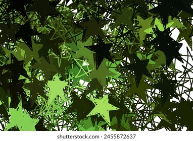 Dark Green vector texture with beautiful stars. Decorative shining illustration with stars on abstract template. Best design for your ad, poster, banner.