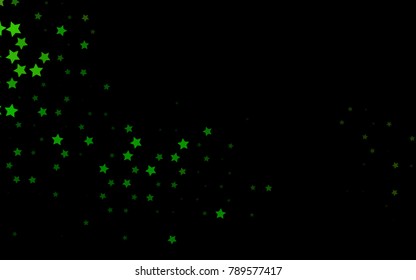 Dark Green vector texture with beautiful stars. Stars on blurred abstract background with gradient. Best design for your ad, poster, banner.