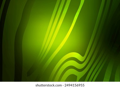 Dark Green vector texture with bent lines. An elegant bright illustration with gradient lines. Best design for your business.
