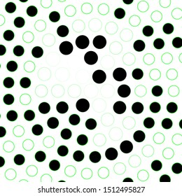 Dark Green vector texture with circles. Colorful illustration with gradient dots in nature style. Pattern for booklets, leaflets.