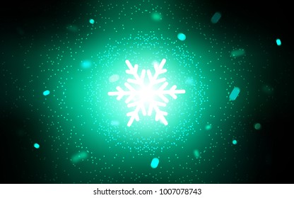 Dark Green vector texture with colored snowflakes. Modern geometrical abstract illustration with crystals of ice. The pattern can be used for new year ad, booklets.