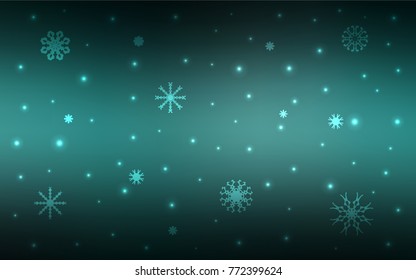 Dark Green vector texture with colored snowflakes. Modern geometrical abstract illustration with crystals of ice. The pattern can be used for year new  websites.