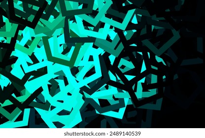 Dunkelgrüne Vektorgrafik Textur mit bunten Sechsecken. Bunte Sechsecke auf unscharfer Kulisse. Muster für Zielseiten.