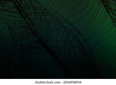 Dunkelgrüne Vektorstruktur mit geschwungenen Linien. Eine abstrakte Zirkumflex-Illustration mit Farbverlauf-Effekt. Neues Design für Ihre Anzeige.