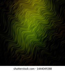 Dark Green vector texture with curves. Abstract illustration with gradient bows. Pattern for commercials, ads.