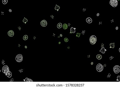 Dark Green vector texture with delicious snacks. Decorative illustration with food on abstract template. Pattern for ads of breakfast, lunch, dinner.