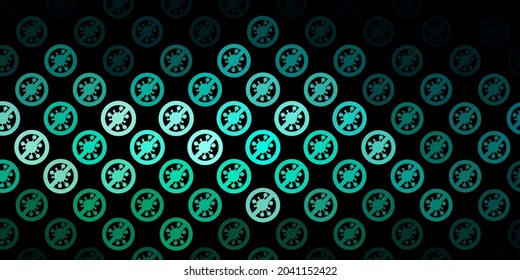 Textura vectorial verde oscuro con símbolos de enfermedad. Ilustración inteligente con signos cómodos en estilo decorativo. Diseño para la alerta de riesgo biológico.