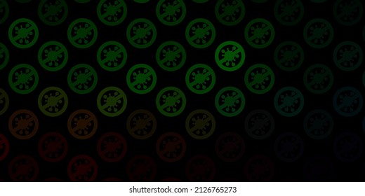 Textura vectorial verde oscuro con símbolos de enfermedad. Símbolos de enfermedades degradadas coloridas en un estilo simple y abstracto. Diseño para la alerta de riesgo biológico.
