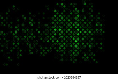 Dark Green vector  texture with disks. Glitter abstract illustration with blurred drops of rain. Completely new template for your brand book.