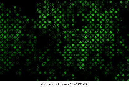 Dark Green vector  texture with disks. Blurred decorative design in abstract style with bubbles. Completely new template for your brand book.