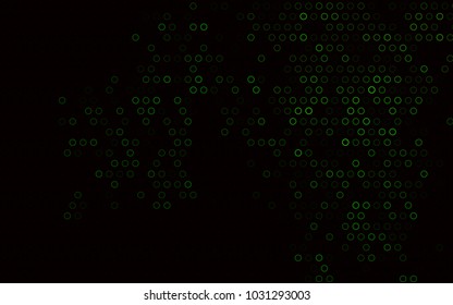 Dark Green vector  texture with disks. Glitter abstract illustration with blurred drops of rain. Pattern can be used as texture of water, rain drops.
