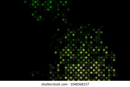 Dark Green vector  texture with disks. Illustration with set of shining colorful abstract circles. New design for ad, poster, banner of your website.