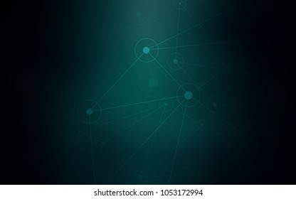 Dark Green vector texture with disks, lines. Decorative design in abstract style with triangle structure. Completely new template for your brand book.