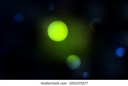 Dark Green vector texture with disks, lines. Decorative design in abstract style with triangle structure. Pattern can be used as texture of wallpapers.