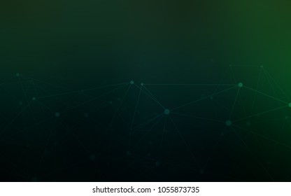 Dark Green vector texture with disks, lines. Decorative design in abstract style with triangle structure. Completely new template for your brand book.