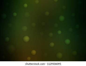Dark Green vector texture with disks. Blurred bubbles on abstract background with colorful gradient. The pattern can be used for ads, leaflets of liquid.